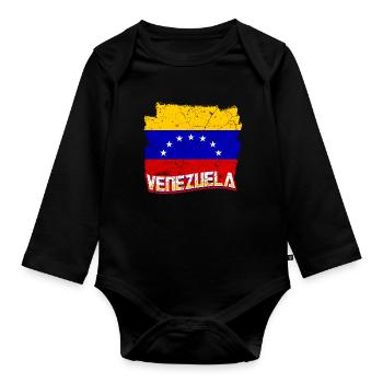 Venezuela Flag - Organic Longsleeve Baby Bodysuit - black - Front
