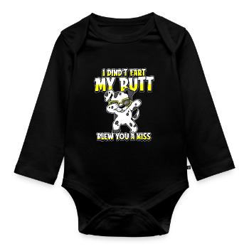 Dalmatian humor - Organic Longsleeve Baby Bodysuit - black - Front