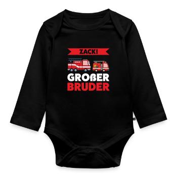 Großer Bruder Feuerwehr Brüder Geschenk - Baby Bio-Langarm-Body - Schwarz - Vorne