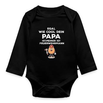 Feuerwehr Feuerwehrmann Papa Kind - Baby Bio-Langarm-Body - Schwarz - Vorne