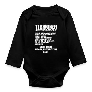 Techniker Beruf Technik Geschenk - Baby Bio-Langarm-Body - Schwarz - Vorne