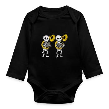 Sousaphon Spieler Skelett Musik Big Band Sousaphon - Baby Bio-Langarm-Body - Schwarz - Vorne