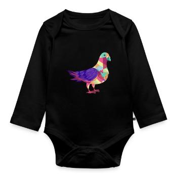 Pigeon fanciers gift men carrier pigeon pigeon - Organic Longsleeve Baby Bodysuit - black - Front