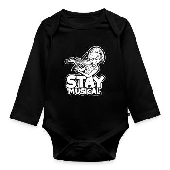 Violin Violin Musical - Organic Longsleeve Baby Bodysuit - black - Front