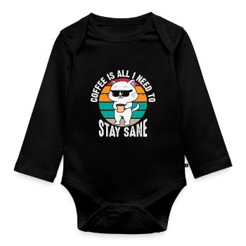 Kaffee Ist Alles Was Ich Brauche - Baby Bio-Langarm-Body - Schwarz - Vorne