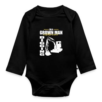 Excavator design for excavator operators - Organic Longsleeve Baby Bodysuit - black - Front