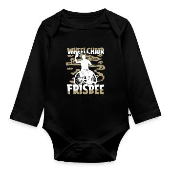 Frisbee Rollstuhl - Baby Bio-Langarm-Body - Schwarz - Vorne
