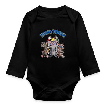 Opossum Design für Possum Fans und Opossum Fans - Baby Bio-Langarm-Body - Schwarz - Vorne
