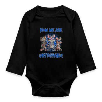 Possum design for opossum lovers and possum - Organic Longsleeve Baby Bodysuit - black - Front