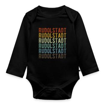 Rudolstadt Stadt Retro Vintage - Baby Bio-Langarm-Body - Schwarz - Vorne
