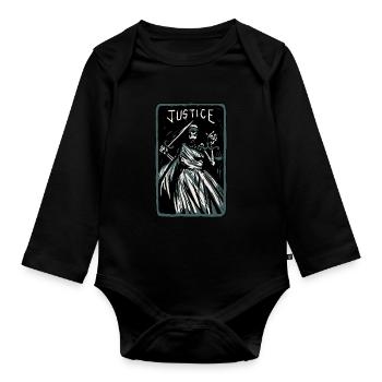 Justice Skeleton Skull Tarot Card - Baby Bio-Langarm-Body - Schwarz - Vorne
