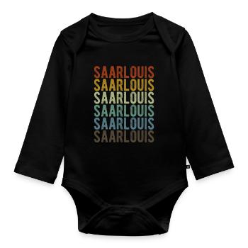 Saarlouis Stadt Retro Vintage - Baby Bio-Langarm-Body - Schwarz - Vorne