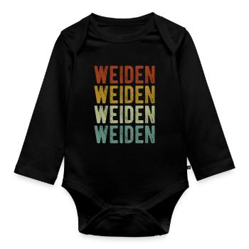 Weiden Stadt Retro Vintage - Baby Bio-Langarm-Body - Schwarz - Vorne