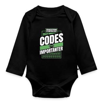 Developer Coder Programmer Funny - Organic Longsleeve Baby Bodysuit - black - Front