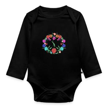 Tulip wreath Tulips - Organic Longsleeve Baby Bodysuit - black - Front