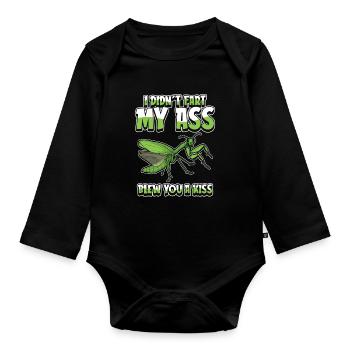 Mantis Gottesanbeterin Humor - Baby Bio-Langarm-Body - Schwarz - Vorne