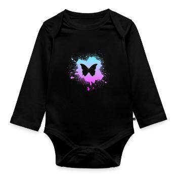 Papillon - Body Bébé bio manches longues - noir - Devant