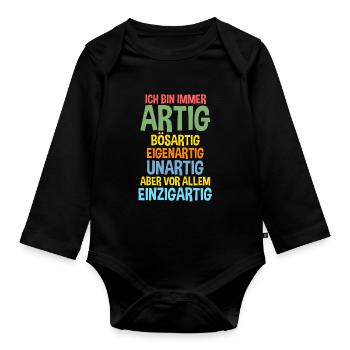 Ich Bin Immer Artig - Baby Bio-Langarm-Body - Schwarz - Vorne