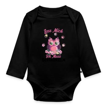 Eule Vogel Eulen Geschenk - Baby Bio-Langarm-Body - Schwarz - Vorne
