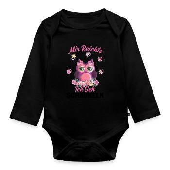 Eule Vogel Eulen Liebhaber Geschenk - Baby Bio-Langarm-Body - Schwarz - Vorne