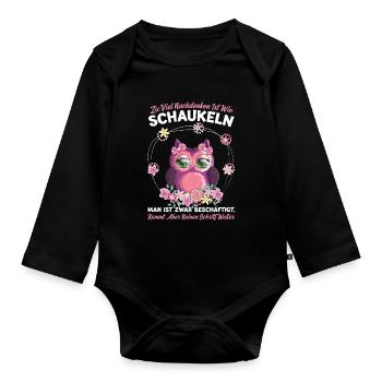 Eule Vogel Eulen Fans Geschenk - Baby Bio-Langarm-Body - Schwarz - Vorne