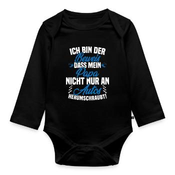 Ich Bin der Beweis DASS Papa Nicht nur an Autos - Baby Bio-Langarm-Body - Schwarz - Vorne