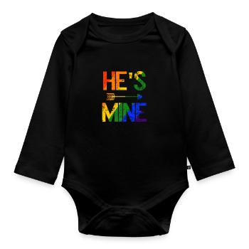 L’amour LGBTQ. Il est à moi - Body Bébé bio manches longues - noir - Devant