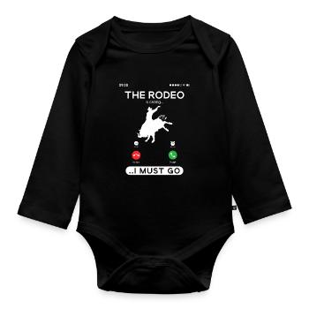 Bull Riding Rodeo Is Calling, Funny Cowboy Bull - Baby Bio-Langarm-Body - Schwarz - Vorne