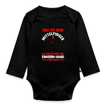 Das ist kein Mittelfinger Einhorn - Baby Bio-Langarm-Body - Schwarz - Vorne