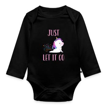 Yoga Unicorn just let it go - Organic Longsleeve Baby Bodysuit - black - Front