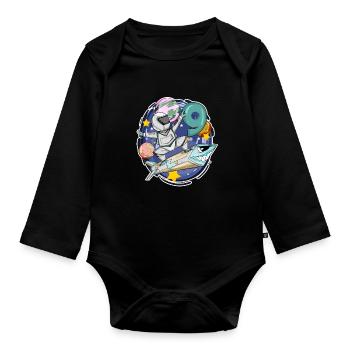 9th Birthday - 9 Years Astronaut Boy Gift - Organic Longsleeve Baby Bodysuit - black - Front