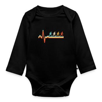 Jogging Retro Heartbeat - Body Bébé bio manches longues - noir - Devant