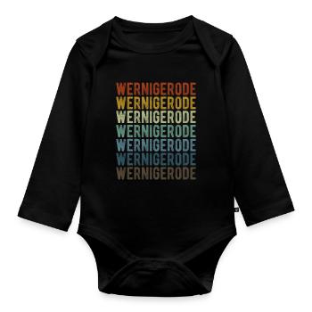 Wernigerode Stadt Retro Vintage - Baby Bio-Langarm-Body - Schwarz - Vorne