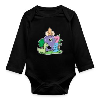 8 ans - 8ème anniversaire avec motif animal - Body Bébé bio manches longues - noir - Devant