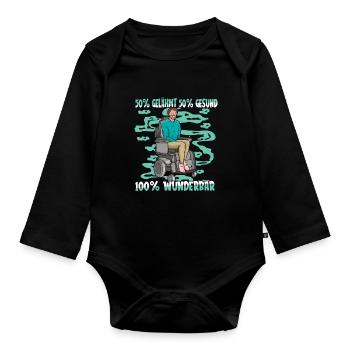 Rollstuhl Rollstuhlfahrer Perfekt - Baby Bio-Langarm-Body - Schwarz - Vorne
