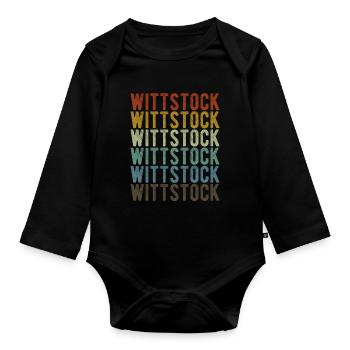 Wittstock Stadt Retro Vintage - Baby Bio-Langarm-Body - Schwarz - Vorne