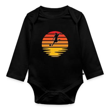 Fußball Retro - Baby Bio-Langarm-Body - Schwarz - Vorne