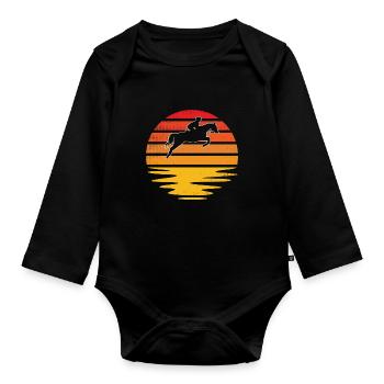 Pferde Retro - Baby Bio-Langarm-Body - Schwarz - Vorne