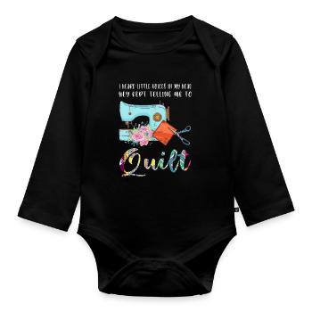 Quilten Quilten Quilting Maschine Geschenk - Baby Bio-Langarm-Body - Schwarz - Vorne