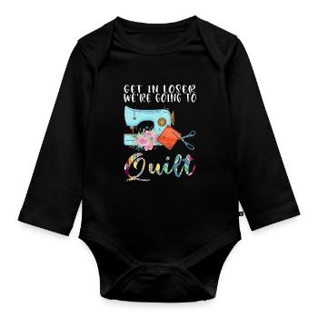 Quilten Quilten Quilting Maschine Geschenk - Baby Bio-Langarm-Body - Schwarz - Vorne