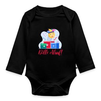 Karneval Kostüm Kölle Alaaf Köln - Baby Bio-Langarm-Body - Schwarz - Vorne