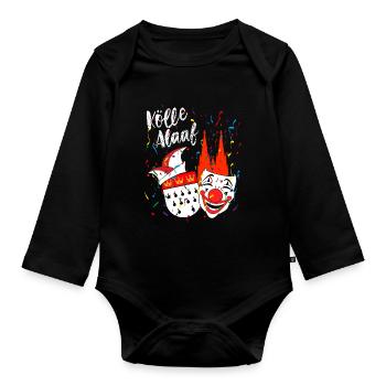 Karneval Kostüm Kölle Alaaf Clown Wappen Dom Köln - Baby Bio-Langarm-Body - Schwarz - Vorne