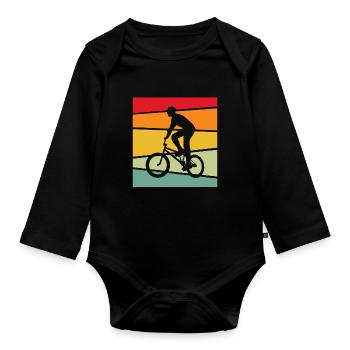 BMX Retro - Organic Longsleeve Baby Bodysuit - black - Front