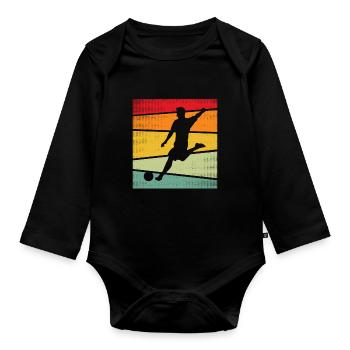 Fußball Retro - Baby Bio-Langarm-Body - Schwarz - Vorne