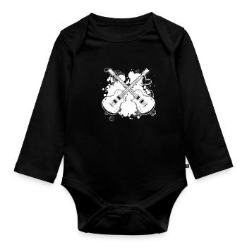 E Guitar Electric Guitar Water Art - Organic Longsleeve Baby Bodysuit - black - Front