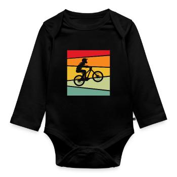 Mountain Bike Retro - Organic Longsleeve Baby Bodysuit - black - Front