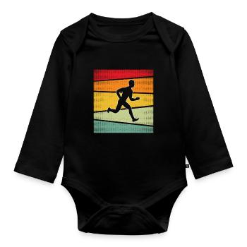 Jogging Rétro - Body Bébé bio manches longues - noir - Devant
