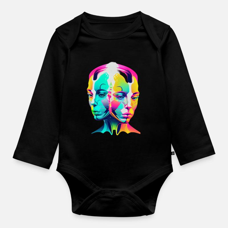 Doppelköpfe - Baby Bio-Langarm-Body - Schwarz