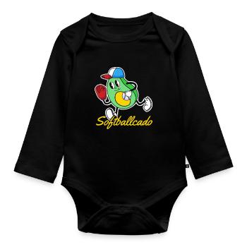 Avocat de softball - Body Bébé bio manches longues - noir - Devant