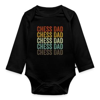 Schach Vater Brettspiel Gambit - Baby Bio-Langarm-Body - Schwarz - Vorne